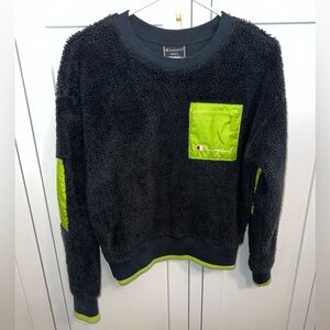 Champion Fuzzy Black Athletic Sweatshirt Top Small